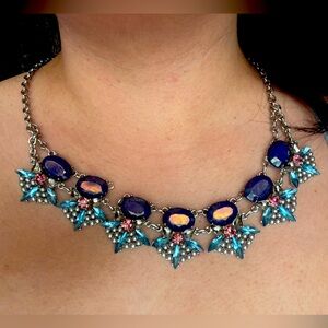 Elegant Blue and Purple Statement Necklace